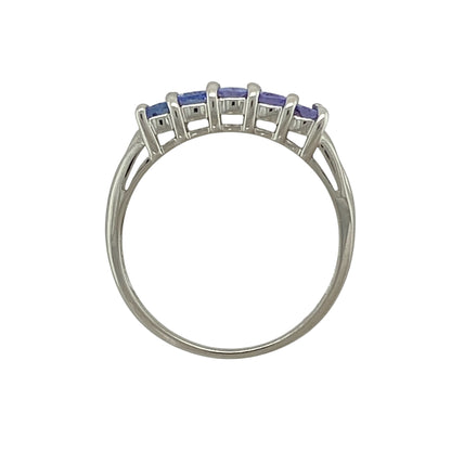 9ct White Gold & Tanzanite Set Five Stone Band Ring