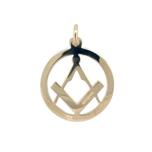 Preowned 9ct Yellow Gold Engraved Edge Open Masonic Pendant with the weight 2.30 grams