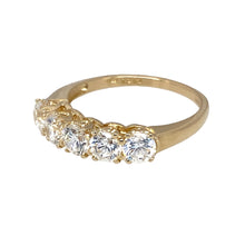 Load image into Gallery viewer, Preowned 14ct Yellow Gold &amp; Cubic Zirconia Set Band Ring in size N with the weight 2.80 grams. The stones are each 4mm diameter
