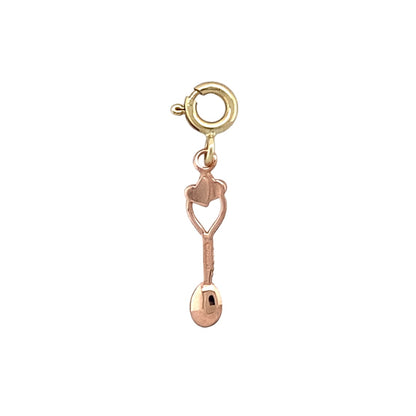 Preowned 9ct Yellow and Rose Gold Clogau double heart Lovespoon Charm with the weight 0.40 grams