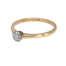 Load image into Gallery viewer, Preowned 9ct Yellow and White Gold &amp; Diamond Set Solitaire Ring in size L with the weight 1.30 grams. The diamond is approximately 15pt 
