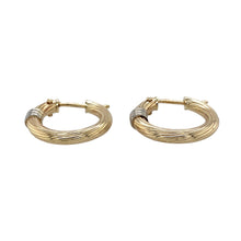 Load image into Gallery viewer, Preowned 9ct Yellow and White Gold Twisted Hoop Creole Earrings with the weight 1.80 grams
