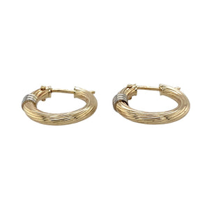 Preowned 9ct Yellow and White Gold Twisted Hoop Creole Earrings with the weight 1.80 grams
