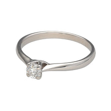 Load image into Gallery viewer, Preowned 18ct White Gold &amp; Diamond Set Solitaire Ring in size M with the weight 2.40 grams. The diamond is four claw set, brilliant cut and is approximately 25pt. The diamond is approximate clarity Si2 and colour M - N
