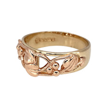 Load image into Gallery viewer, Preowned 9ct Yellow and Rose Gold Clogau Tree of Life Ring in size U with the weight 4.80 grams. The front of the band is 9mm wide
