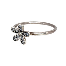 Load image into Gallery viewer, Preowned 925 Silver &amp; Cubic Zirconia Pandora Flower Ring in size S with the weight 1.70 grams. The front of the ring is 10mm high
