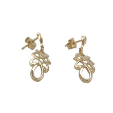 Load image into Gallery viewer, Preowned 9ct Yellow Gold Celtic Knot Dropper Earrings with the weight 1.70 grams
