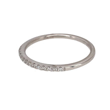 Load image into Gallery viewer, Preowned 18ct White Gold &amp; Diamond Set Band Ring in size S with the weight 2 grams. The band is approximately 1mm wide
