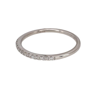 Preowned 18ct White Gold & Diamond Set Band Ring in size S with the weight 2 grams. The band is approximately 1mm wide