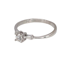 Load image into Gallery viewer, Preowned 18ct White Gold &amp; Diamond Set Solitaire Ring in size H with the weight 1.20 grams. The diamond is approximately 16pt 
