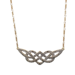 9ct Gold & Diamond Set Celtic Knot 17" Necklace