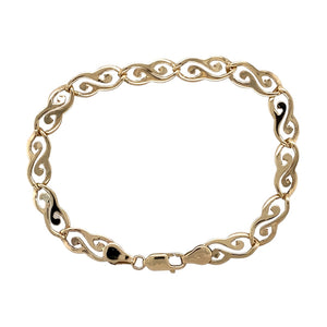 9ct Gold 7.5" Fancy Swirl Link Bracelet