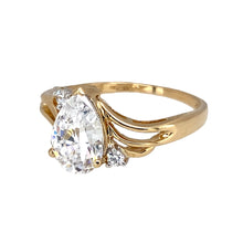 Load image into Gallery viewer, Preowned 14ct Yellow Gold &amp; Cubic Zirconia Set Dress Ring in size Q with the weight 3.10 grams. The center stone is 10mm by 7mm
