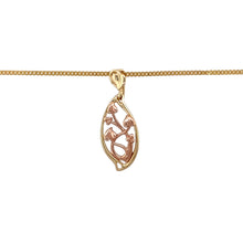 Load image into Gallery viewer, Preowned 9ct Yellow and Rose Gold Clogau Tree of Life Pendant on an 18&quot; curb chain with the weight 6.10 grams. The pendant is 3.6cm long including the bail
