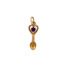 Load image into Gallery viewer, New 9ct Gold &amp; Amethyst Set February Birthstone Lovespoon Pendant
