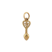 Load image into Gallery viewer, New 9ct Yellow Gold &amp; Cubic Zirconia Set April Birthstone Lovespoon Pendant with the weight 0.90 grams. The cubic zirconia is 3mm diameter
