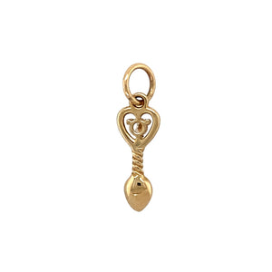 New 9ct Yellow Gold &amp; Cubic Zirconia Set April Birthstone Lovespoon Pendant with the weight 0.90 grams. The cubic zirconia is 3mm diameter