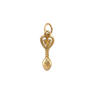 New 9ct Yellow Gold & Pearl Set June Birthstone Lovespoon Pendant with the weight 0.90 grams. The pearl is 3mm diameter