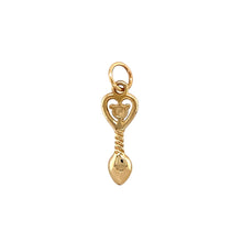 Load image into Gallery viewer, New 9ct Yellow Gold &amp; Opal Set October Birthstone Lovespoon Pendant with the weight 0.90 grams. The opal is 3mm diameter
