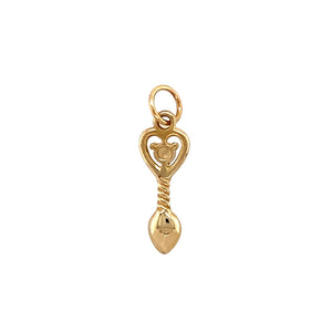 New 9ct Yellow Gold & Opal Set October Birthstone Lovespoon Pendant with the weight 0.90 grams. The opal is 3mm diameter