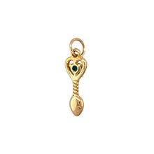 Load image into Gallery viewer, New 9ct Yellow Gold &amp; Turquoise Set December Birthstone Lovespoon Pendant with the weight 0.90 grams. The turquoise is 3mm diameter
