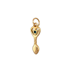 New 9ct Yellow Gold & Turquoise Set December Birthstone Lovespoon Pendant with the weight 0.90 grams. The turquoise is 3mm diameter