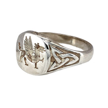 Load image into Gallery viewer, New 925 Silver Welsh Dragon Celtic Signet Ring in size W with the weight 7.10 grams. The front of the ring is 13mm high
