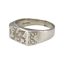 Load image into Gallery viewer, New 925 Silver Welsh Dragon Celtic Signet Ring in size U with the weight 7 grams. The front of the ring is 8mm high
