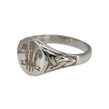 Load image into Gallery viewer, New 925 Silver Welsh Three Feather Celtic Oval Signet Ring in various sizes with the approximate weight 3 grams. The front of the ring is 10mm high
