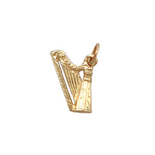 Load image into Gallery viewer, New 9ct Yellow Gold Welsh Harp Pendant with the weight 1.70 grams. The harp is Wales&#39;s national instrument also known as the triple harp
