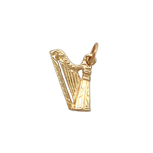 New 9ct Yellow Gold Welsh Harp Pendant with the weight 1.70 grams. The harp is Wales's national instrument also known as the triple harp