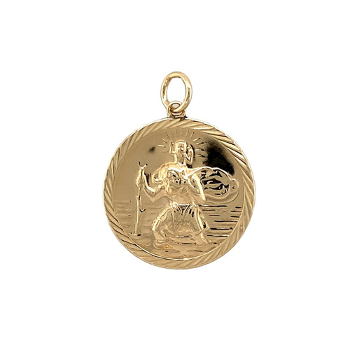 9ct Gold Double Sided St Christopher Pendant