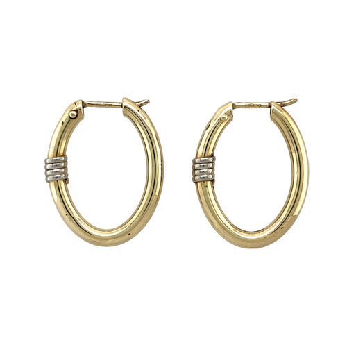 9ct Gold Oval Creole Earrings