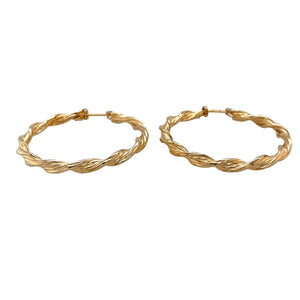 Preowned 9ct Yellow Gold Twisted Hoop Creole Earrings with the weight 3 grams