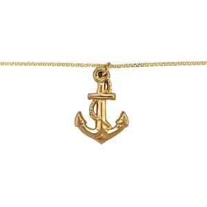 Preowned 9ct Yellow Gold Anchor Pendant on a 20" double curb chain with the weight 2.30 grams. The pendant is 2.6cm long including the bail