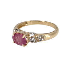 Load image into Gallery viewer, Preowned 9ct Yellow and White Gold Pink Stone &amp; Cubic Zirconia Set Ring in size N with the weight 2.40 grams. The pink stone is 5mm by 7mm
