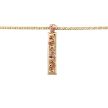 Load image into Gallery viewer, Preowned 9ct Yellow and Rose Gold &amp; Diamond Set Clogau Tree of Life Ingot Pendant on an 18&quot; Clogau curb chain with the weight 4.80 grams. The pendant is 2.4cm long including the bail

