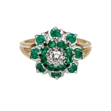 Load image into Gallery viewer, 9ct Gold Diamond &amp; Emerald Set Cluster Ring
