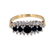 Load image into Gallery viewer, 9ct Gold Diamond &amp; Sapphire Set Cluster Band Ring
