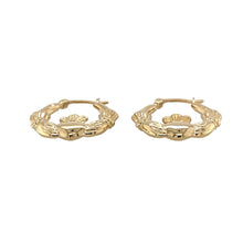 Load image into Gallery viewer, Preowned 9ct Yellow Gold Claddagh Creole Earrings with the weight 1.50 grams
