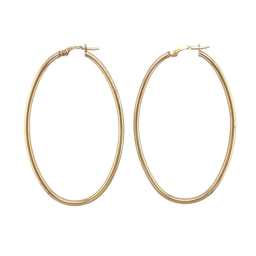 9ct Gold Large Oval Creole Earrings