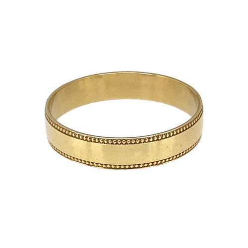 9ct Gold Millgrain 4mm Wedding Band Ring