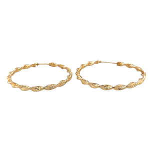 Preowned 9ct Yellow Gold Twisted Hoop Creole Earrings with the weight 3.70 grams