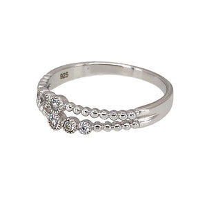New 925 Silver & Cubic Zirconia Set Bubble Band Ring in sizes P & L with the weight 1.70 grams. The front of the ring is 5mm wide