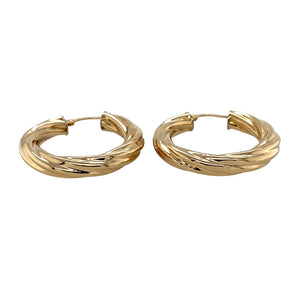 Preowned 9ct Yellow Gold Twisted Hoop Creole Earrings with the weight 3.10 grams