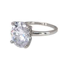 Load image into Gallery viewer, New 925 Silver &amp; Cubic Zirconia Set Solitaire Dress Ring in size P with the weight 4 grams. The stone is 12mm by 10mm
