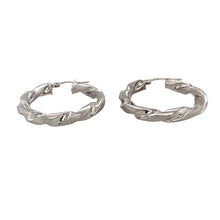 Load image into Gallery viewer, Preowned 9ct White Gold Twisted Hoop Creole Earrings with the weight 2.60 grams

