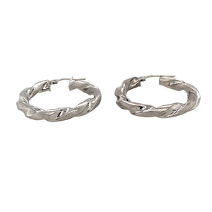 Preowned 9ct White Gold Twisted Hoop Creole Earrings with the weight 2.60 grams
