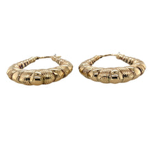 Load image into Gallery viewer, Preowned 9ct Yellow Gold Patterned Twisted Creole Earrings with the weight 3.70 grams
