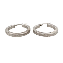 Load image into Gallery viewer, Preowned 9ct White Gold Patterned Hoop Creole Earrings with the weight 2.80 grams
